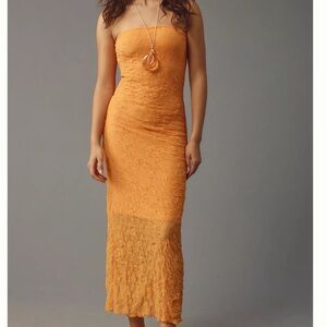 By Anthropologie Strapless Textured Knit Slip Midi Dress